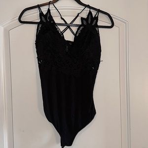 Black lace top bodysuit